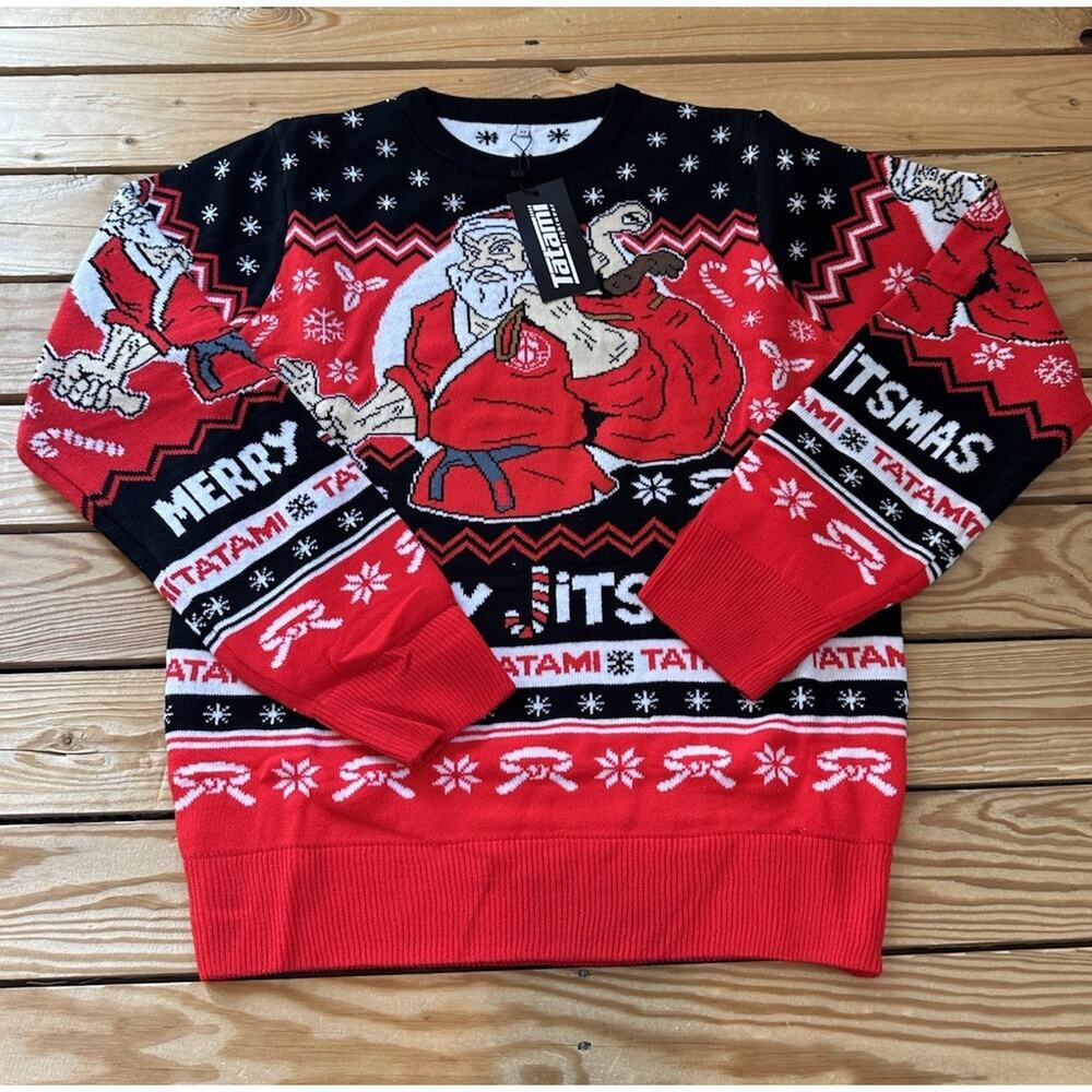 NWT Tatami Fightwear Merry Jitsmas Sweater Size XS Men’s Red